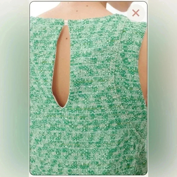 ODEEH Dress Green Cream Tweed Sleeveless Shift Size XS NWT Racerback Pockets - Picture 3 of 16